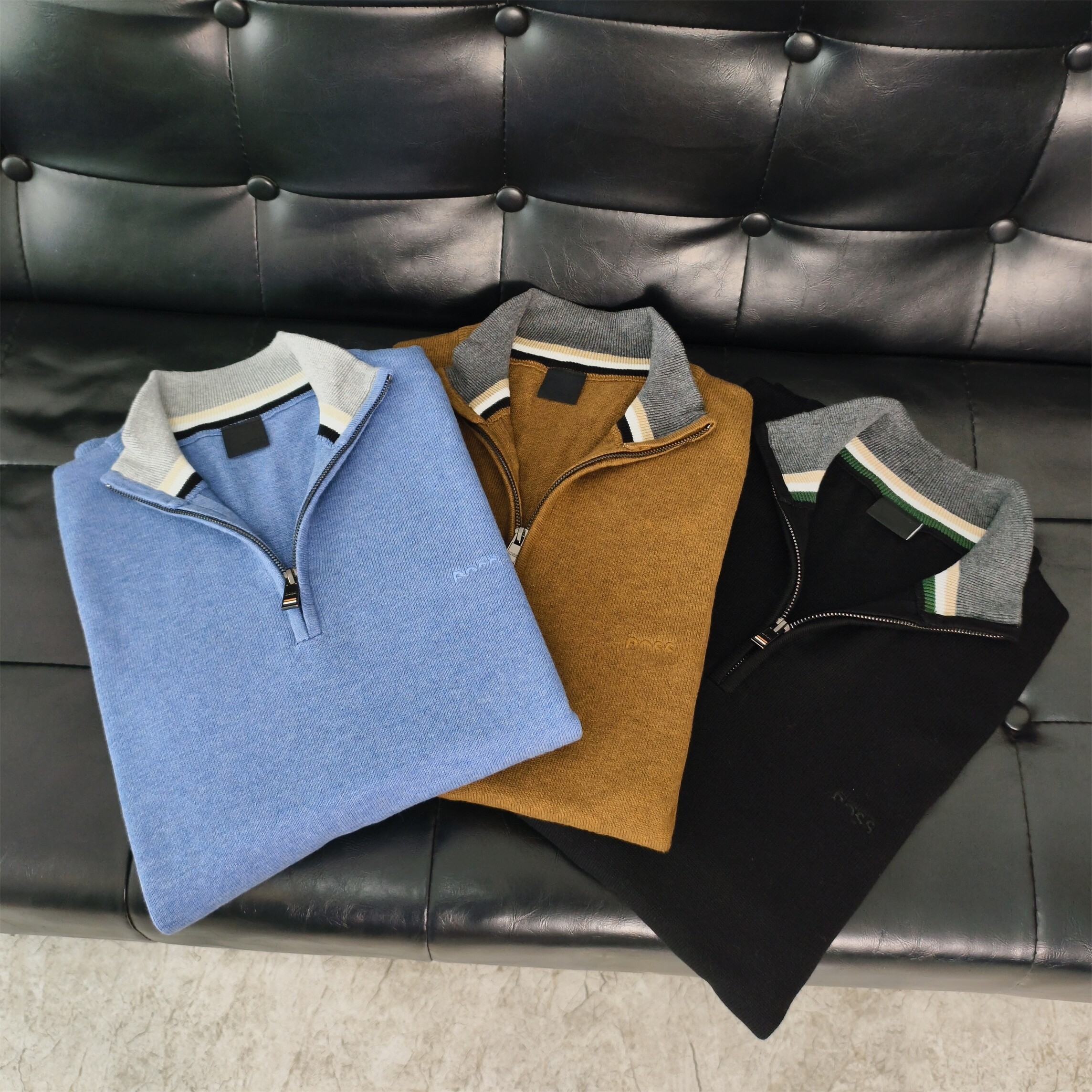 秋冬商务男士立领半拉链针织衫毛衣纯棉线衫休闲长袖纯色针织衫,淘宝优惠券,粉丝福利购,淘宝优惠卷