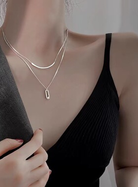 双层锆石锁骨链女轻奢叠戴