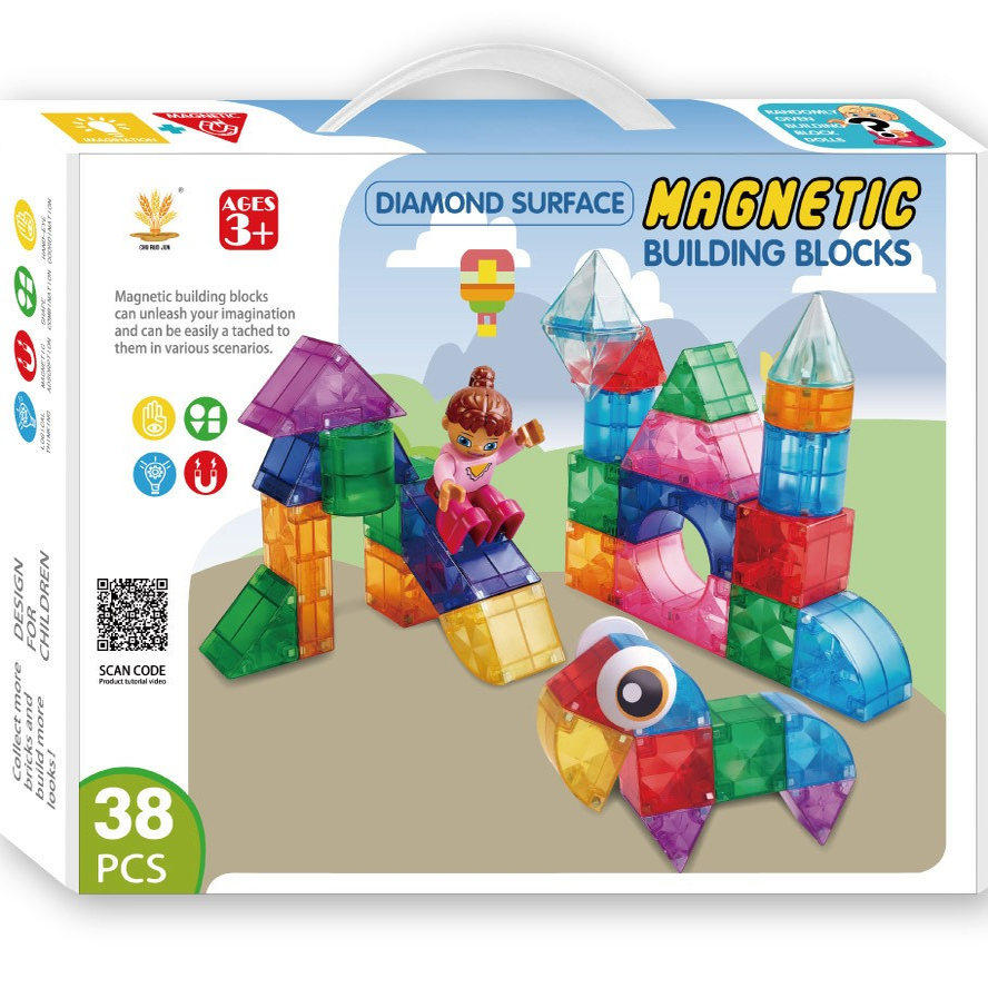 儿童益智玩具磁力积木DIY可拼装磁吸彩色透明钻面图形大颗粒礼物,淘宝优惠券,粉丝福利购,淘宝优惠卷