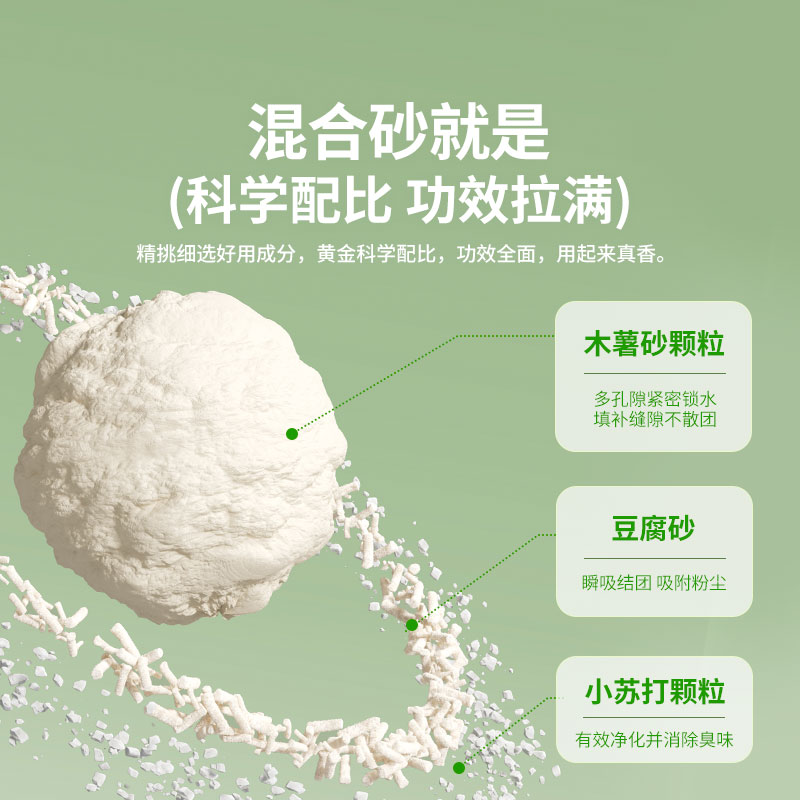 小佩木薯猫砂植物混合砂猫沙强吸水不粘底除臭砂几近无尘无甲醛