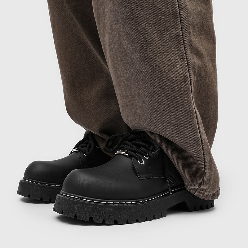 德比鞋男士秋冬季厚底增高圆头皮鞋cleanfit时尚黑色大头鞋子男款,淘宝优惠券,粉丝福利购,淘宝优惠卷