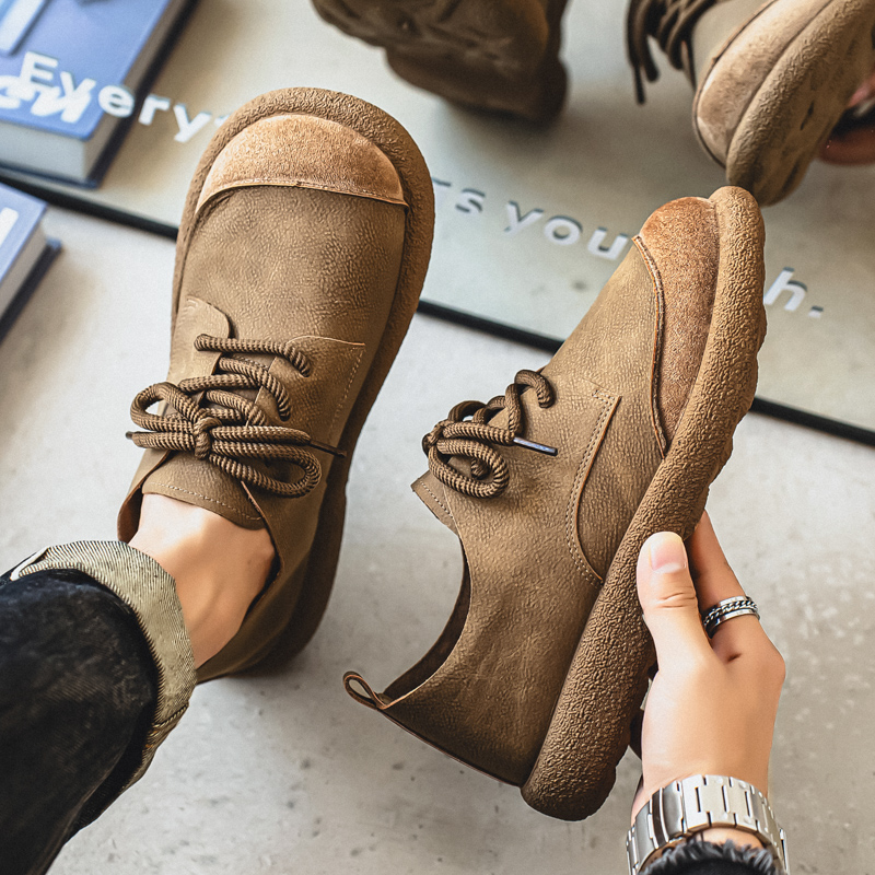 休闲皮男鞋子2025新款秋季大头鞋皮面透气防滑软底皮鞋男款乐福鞋 - 图2