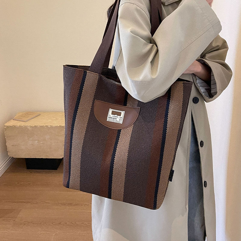 通勤包女大容量包包2025新款时尚手提袋百搭单肩包帆布休闲托特包,淘宝优惠券,粉丝福利购,淘宝优惠卷