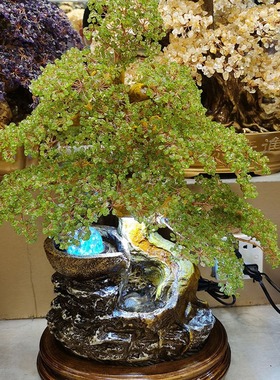 天然黄水晶发财树摆件紫水晶摇钱树客厅玄关乔迁礼物店铺开业礼品