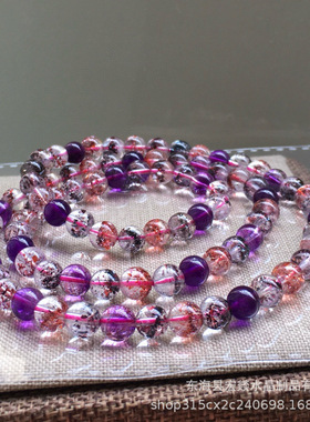 天然超七草莓晶多圈手链手串精品设计款超七草莓晶多圈手链