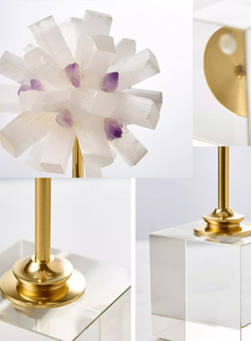 现代轻奢家居家饰品创意天然水晶球特色样板间玄关金属摆件工艺品