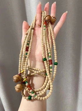 原创新款百香籽多圈手串手链搭配桃木铃铛 红玛瑙五条经腰珠