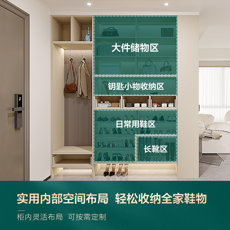 欧派入户玄关柜定制现代进门收纳置物柜鞋柜玄关一体靠墙储物柜子