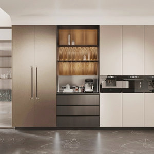 欧派橱柜定制新款厨房灶台一体柜整体石英石台面厨房厨柜轻奢风