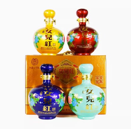 绍兴黄酒高档礼盒女儿红黄酒童年窖藏750ml*4瓶半甜型糯米花雕酒 - 图0