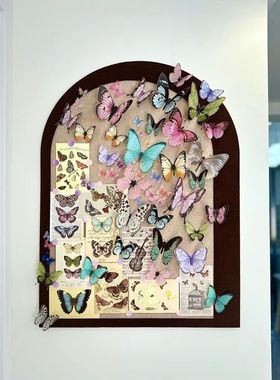 墙面装饰仿真蝴蝶毛毡板diy照片墙装饰卧室图案ins风蝴蝶背景贴墙