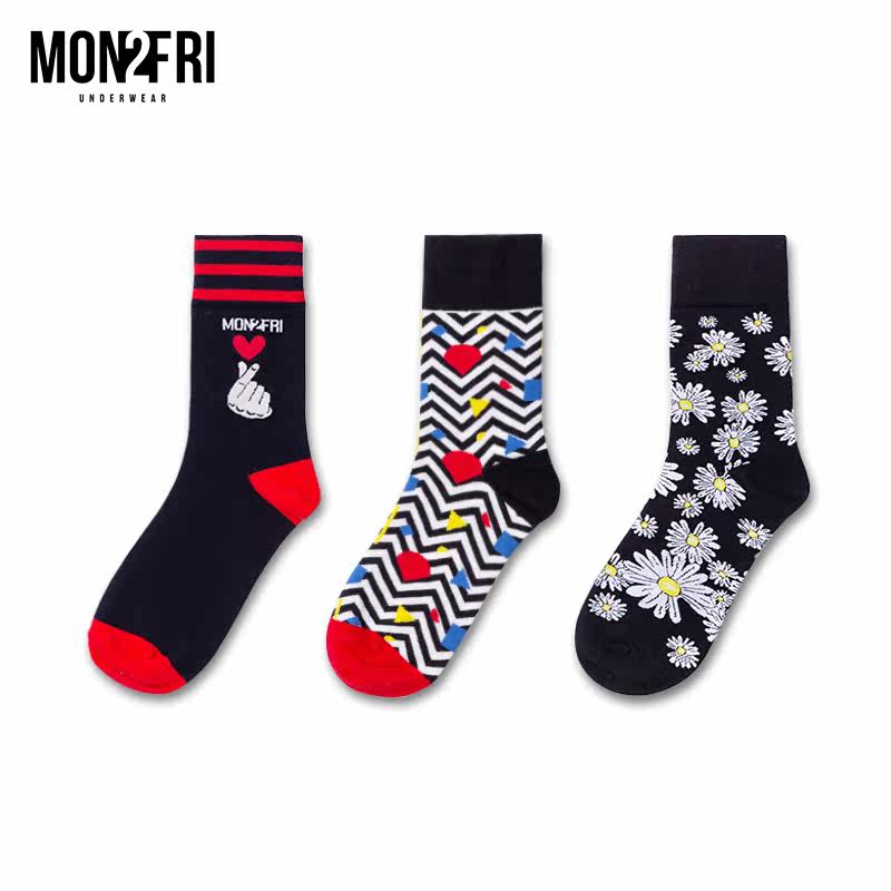 mon 2 fri新款四季中棉潮男女棉袜 mon2fri短袜/打底袜/丝袜/美腿袜