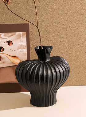 复古侘寂风花瓶高级感陶瓷花器家居客厅民宿酒店桌面装饰摆件批发