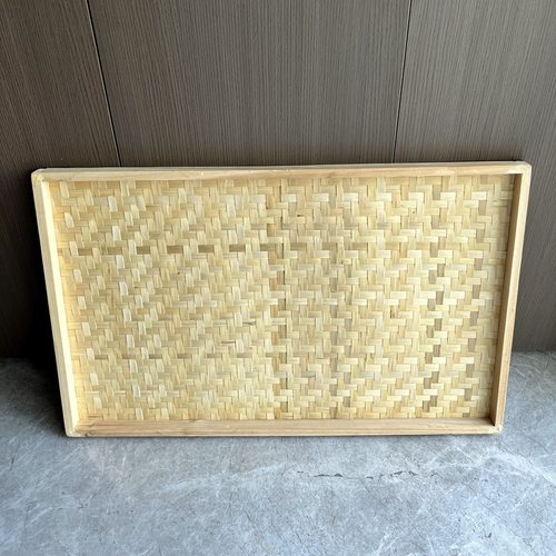 方形竹编簸箕家用晾晒簸箕茶几托盘竹木收纳筐加深加厚竹制品 - 图0
