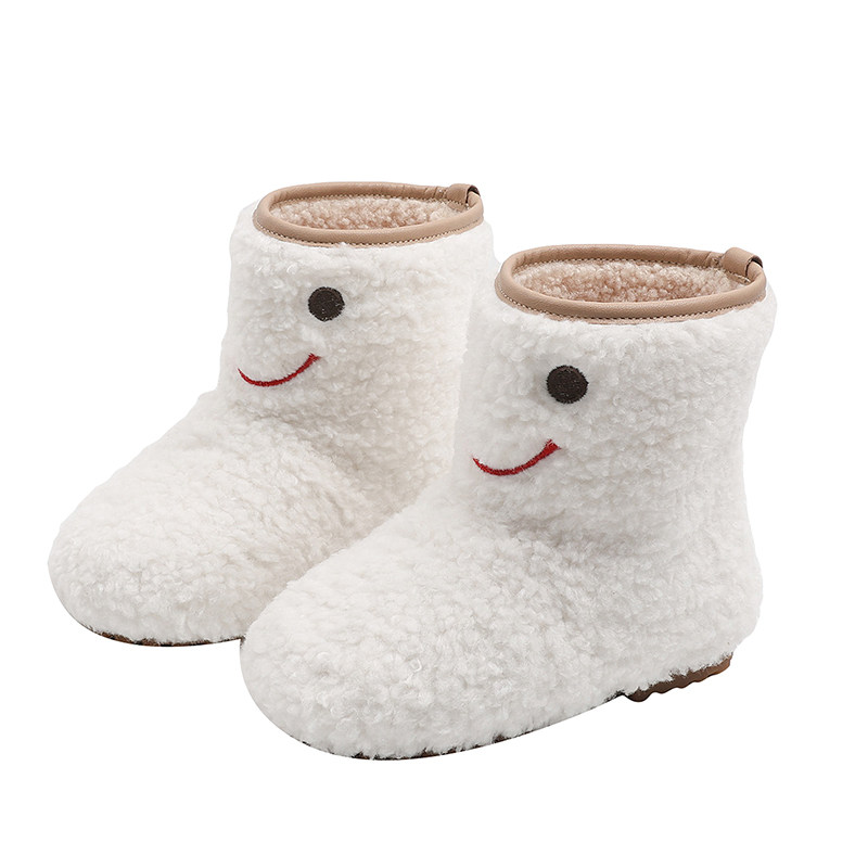 儿童棉靴冬季宝宝毛毛鞋可爱笑脸加绒保暖女孩短靴软底女童雪地靴,淘宝优惠券,粉丝福利购,淘宝优惠卷