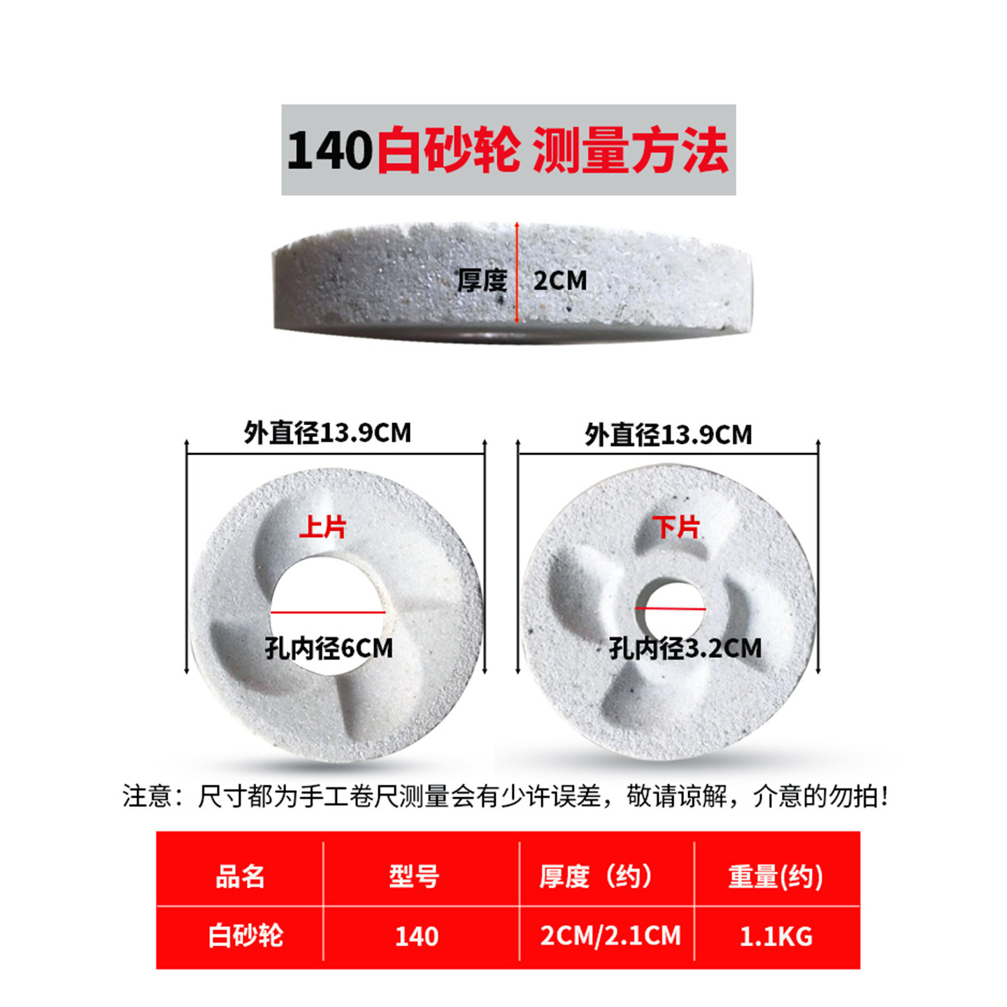 140型磨粉机白砂轮干湿磨浆机砂轮磨片豆浆机黑砂白磨石磨盘配件,淘宝优惠券,粉丝福利购,淘宝优惠卷