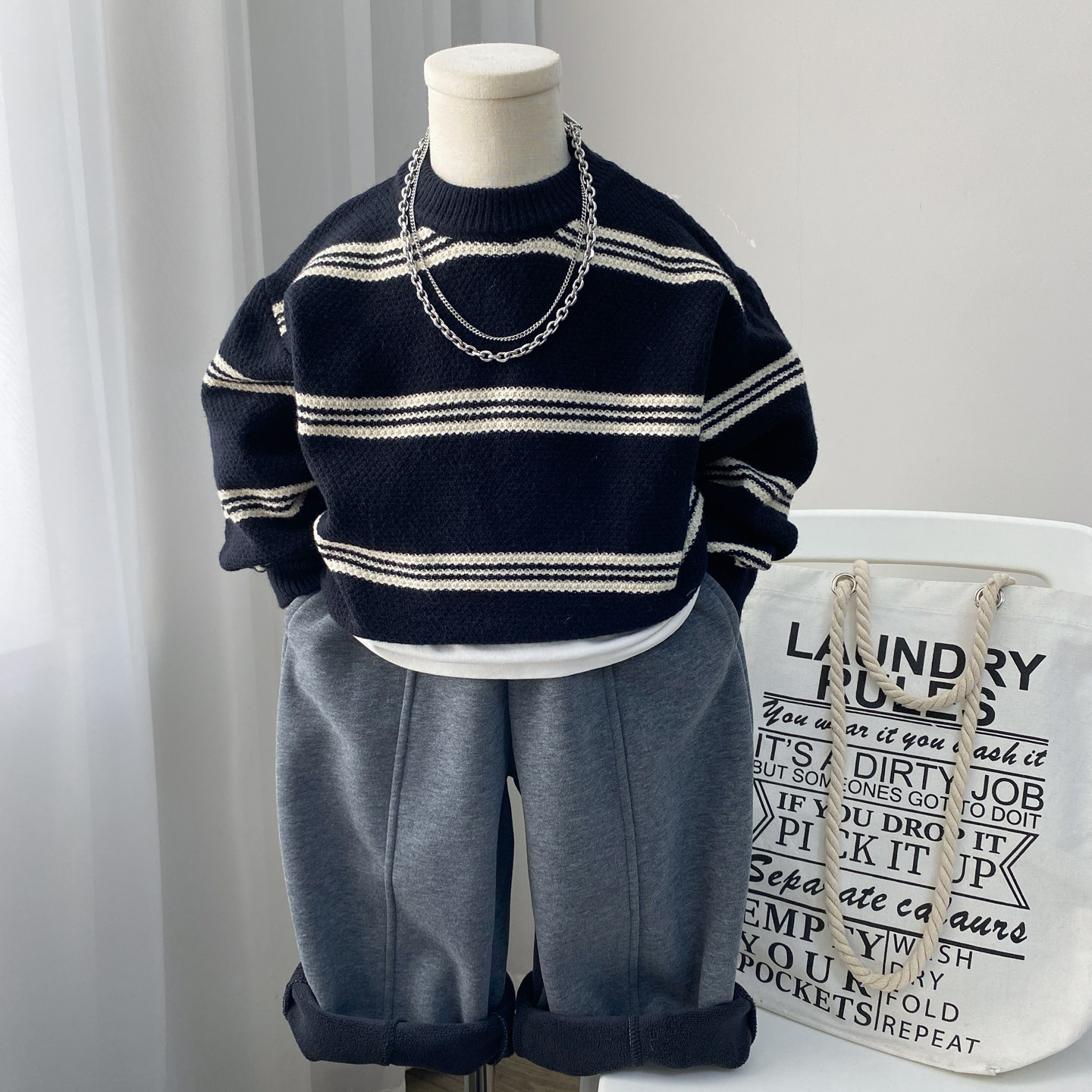 男童毛衣2025新款秋冬小男孩打底衫黑色针织上衣韩版圆领帅气洋气,淘宝优惠券,粉丝福利购,淘宝优惠卷