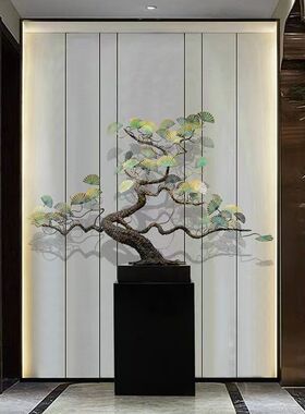 新中式金属迎客松摆件