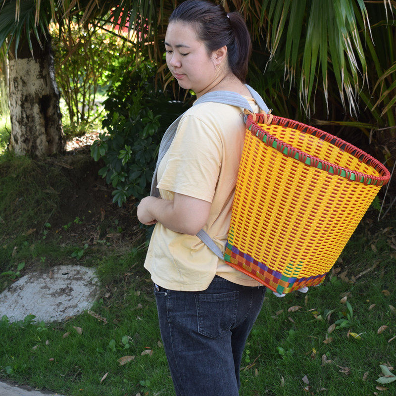 包邮纯手工编织塑料竹背篓买菜采摘茶收纳舞蹈影视道具成人背筐,淘宝优惠券,粉丝福利购,淘宝优惠卷
