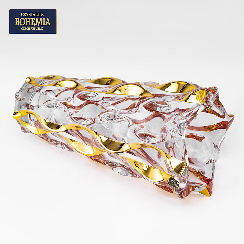 捷克原装进口bohemia水晶描金花瓶 一思家居花瓶