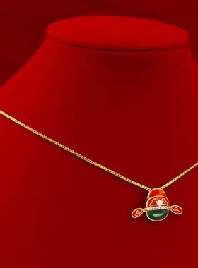 越南沙金微镶滴胶玉髓盒子项链