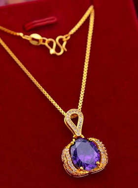 苹果越南沙金锆石微镶吊坠盒子链