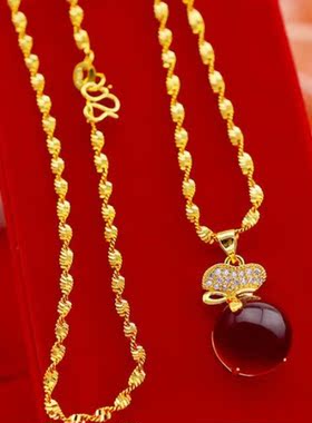 女士钱袋沙金不掉色项链