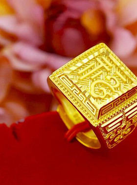 越南沙金霸气风开口戒指