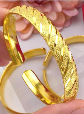 越南沙金女士光面流星雨开口手镯