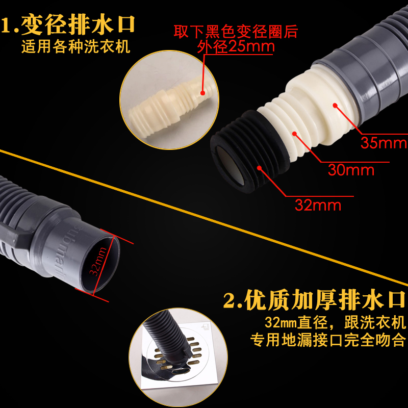 潜水艇洗衣机排水管延长管进口或国产洗衣机通用下水管出水加长管-图2