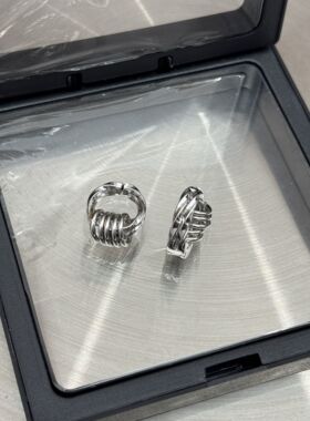 莫比波浪纹圈圈耳夹男生高级感百搭小众无耳洞耳环免打孔耳饰耳夹