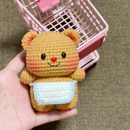 DIY手工黄油小熊玩偶钩织毛线编织材料包钥匙扣挂件熊送朋友礼物 - 图3