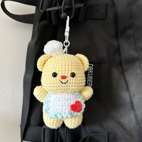 DIY手工黄油小熊玩偶钩织毛线编织材料包钥匙扣挂件熊送朋友礼物 - 图1