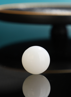 和田玉白玉圆珠散珠14mm单颗精品