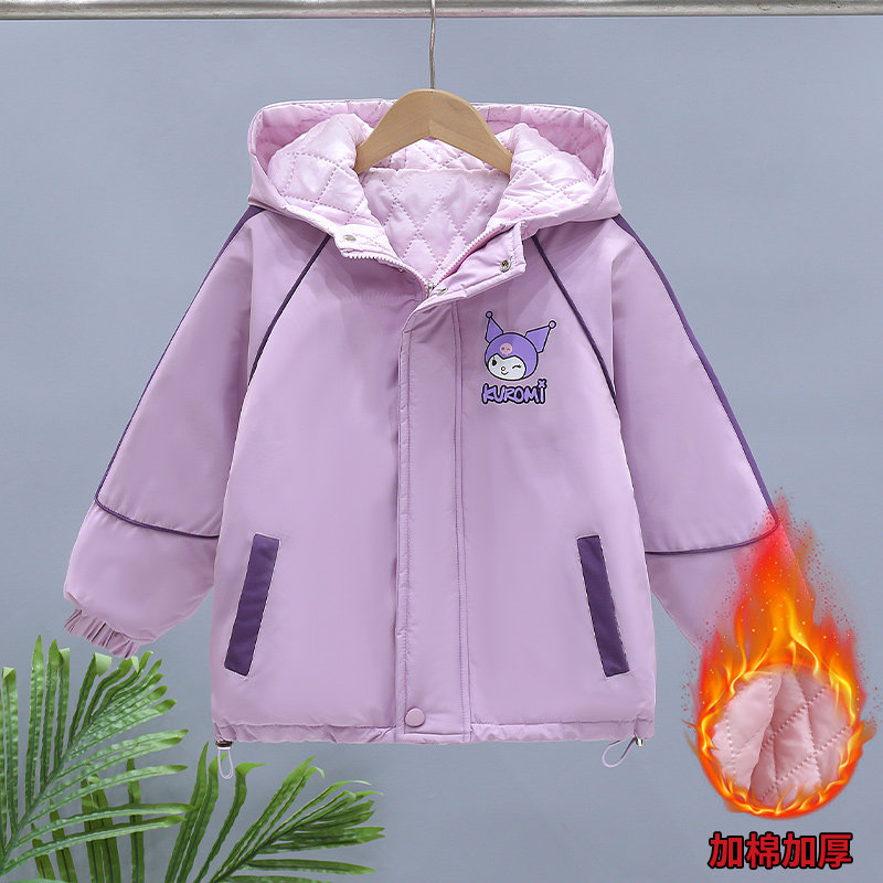 女童二棉外套秋冬款2025新款小女孩洋气库洛米上衣女宝夹棉冲锋衣,淘宝优惠券,粉丝福利购,淘宝优惠卷