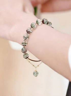 优化绿幽灵水晶手链女气质网红绿色满天星水晶手串送女朋友礼物