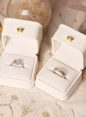 结婚活口对戒奢华方形仿真