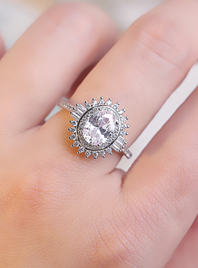 满钻奢华椭圆鸽子蛋仿真女钻戒男戒一对闪耀结婚仪式拍照道具戒指