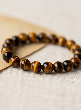 天然虎眼石手链中式气质百搭虎眼