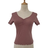 Спортивная одежда, хлопковая приталенная футболка с коротким рукавом для тренировок, V-образный вырез