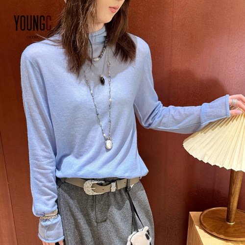 COTEMP 法莱堆堆领宽松毛线长袖羊毛打底衫女 秋季新品 YOUNGC - 图1