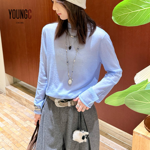 COTEMP 法莱堆堆领宽松毛线长袖羊毛打底衫女 秋季新品 YOUNGC - 图3