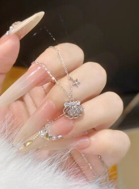 S999纯银项链女锁骨链贝壳
