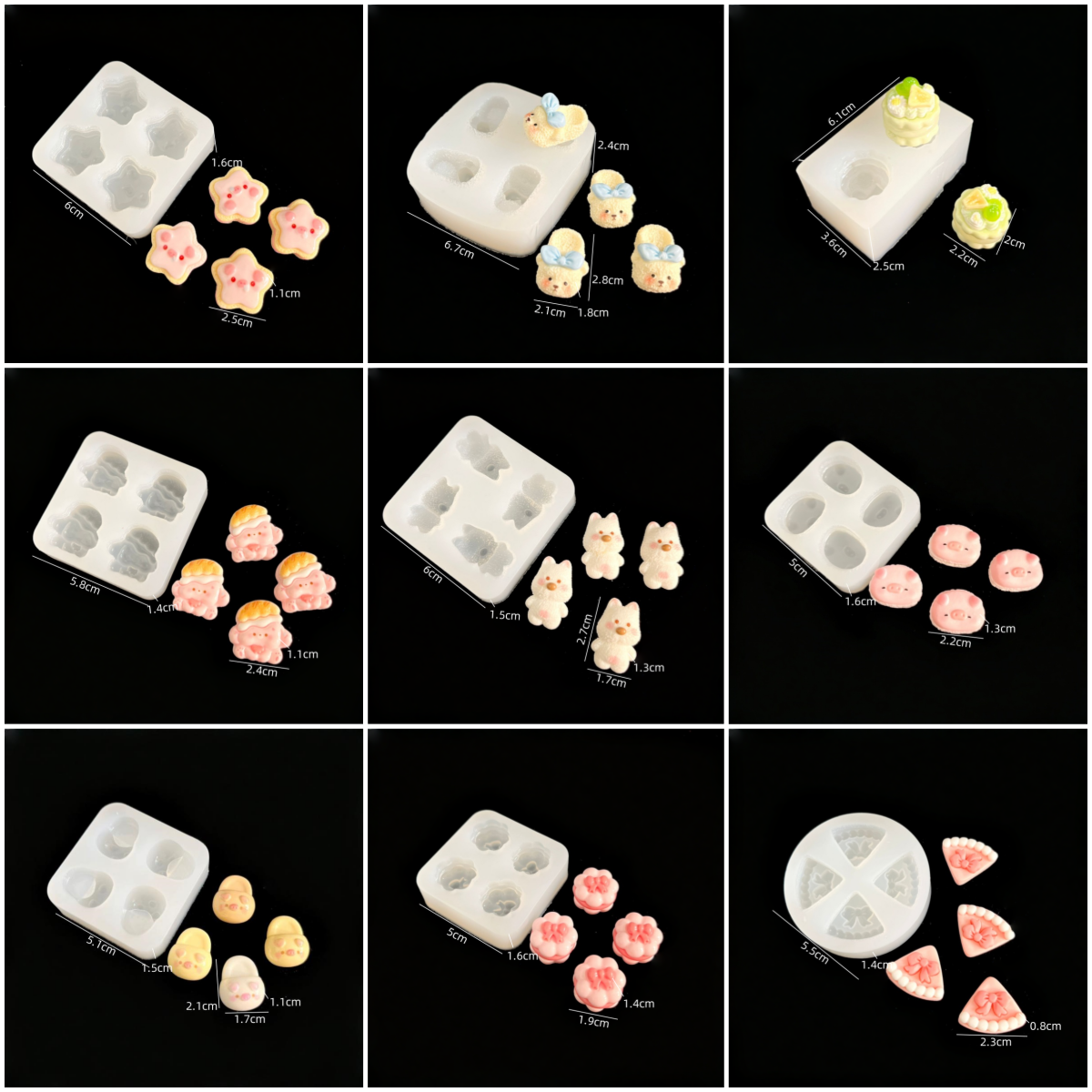 diy小鼻噶食玩狗狗拖鞋小猪包熊蛋糕捏捏硅胶模具捏捏乐滴胶模具 - 图3