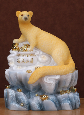 黄鼠狼摆件仙家黄大仙佛堂真身神像招财供奉东北合成汉白玉家用