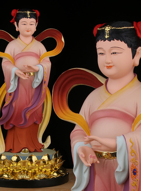 金童玉女善财童子摆件树脂