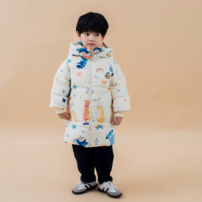 小黄鸭宝宝羽绒服2025新款男中小童中长款加厚婴幼儿女童冬季外套