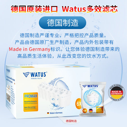 德国原装WATUS滤芯6只装适用于碧然德BRITA滤水壶家用净水器12枚 - 图1