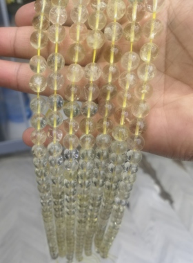 天然柠檬黄水晶散珠子半成品体透棉少diy手工编织手串珠手链项链5