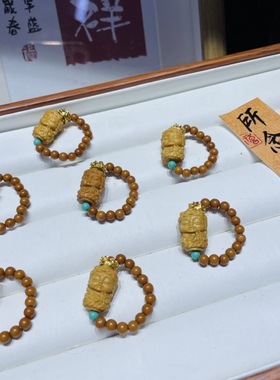 原创 新款 橄榄核搭配檀香度母戒指女饰品礼物